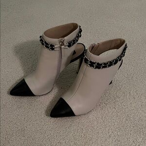 White House Black Market Black and White Ankle Boots